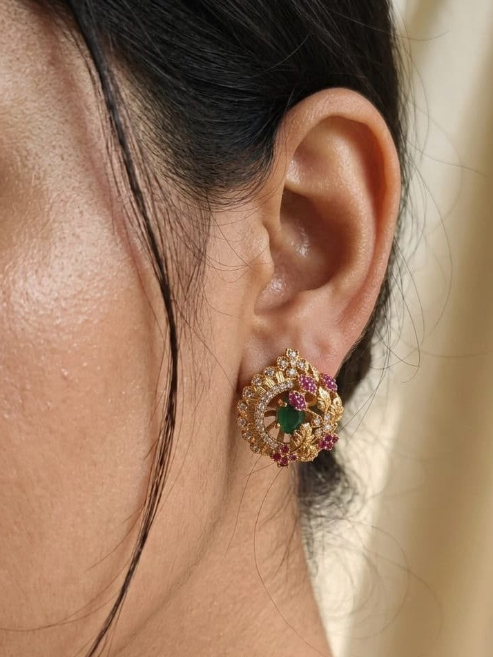MAYURI RATNA FLORAL STUDS - image 1