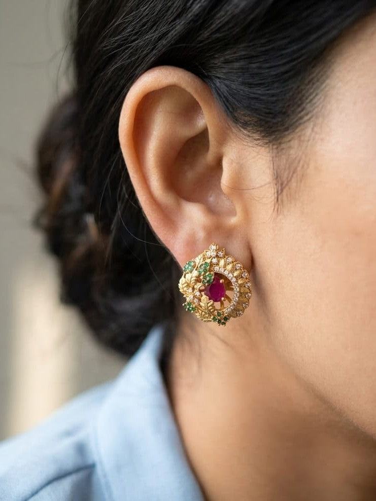 MAYURI RATNA FLORAL STUDS - image 1